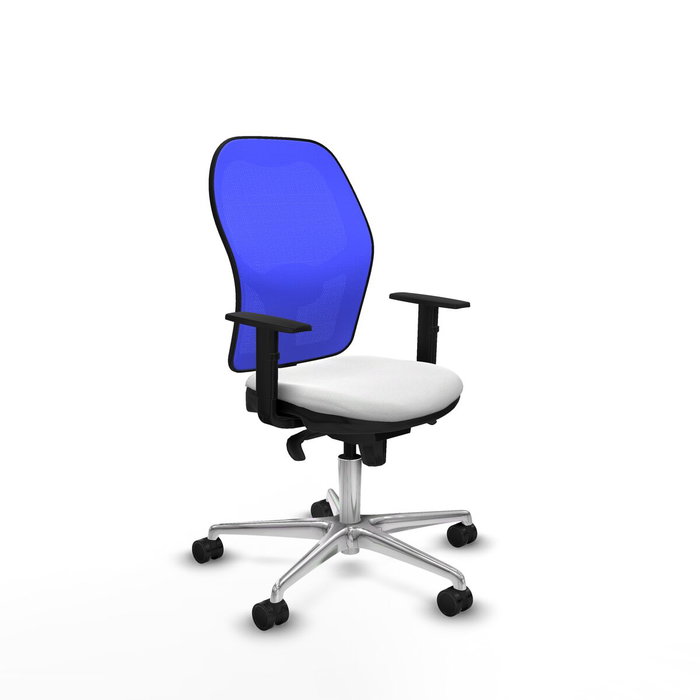 PIQUERAS Y CRESPO Silla de oficina Jorquera con mecanismo Sincro, Tela Blanca y Malla Azul PIQUERAS Y CRESPO Silla de oficina Jorquera con mecanismo Sincro, Tela Blanca y Malla Azul