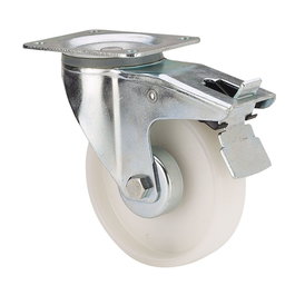 Ruedas Alex Rueda Giratoria Poliamix Placa Eje Liso Freno Blanco Carga Máx. 170 kg Ø 12,5 cm