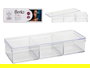 Berilo Caja Organizadora 3 Huecos Tapa Transparente Plástico 20 x 3.8 x 7 cm (Set de 48)