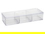 Berilo Caja Organizadora 3 Huecos Tapa Transparente Plástico 20 x 3.8 x 7 cm (Set de 48)