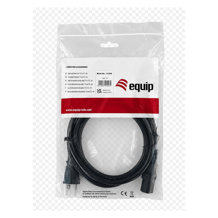 EQUIP Cable de alimentación T12 a C13 1,8 m Negro