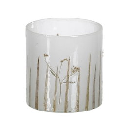 Ixia Portavelas Gris-Oro de Cristal Grabado 15 x 15 x 15 cm