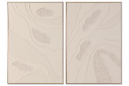 DKD Home Decor Set de 2 Cuadros Modernos en Lienzo y PS Beige 62x4,5x92 cm