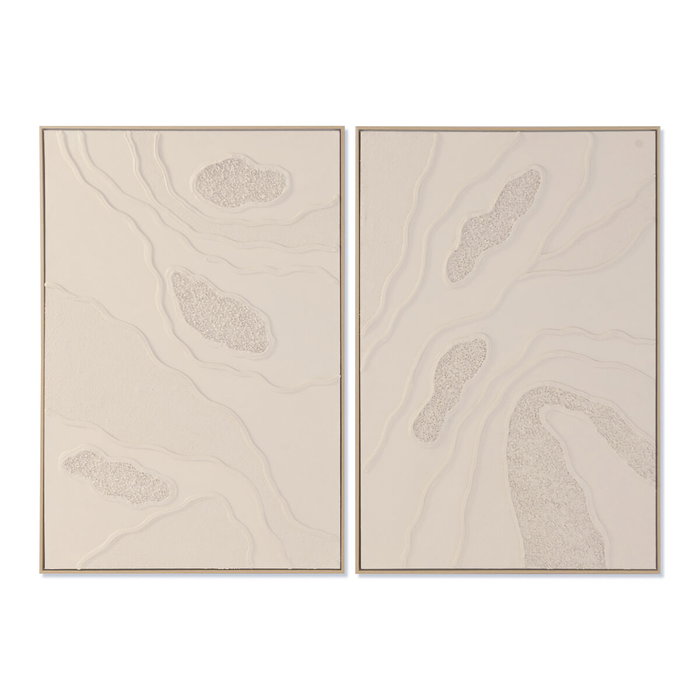 DKD Home Decor Set de 2 Cuadros Modernos en Lienzo y PS Beige 62x4,5x92 cm