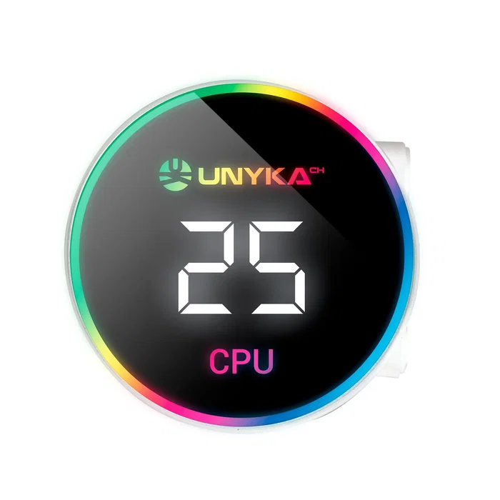 Unykach Aquastorm White 360 Refrigeración Líquida con 3 Ventiladores 1800 RPM y Bomba 2500 RPM con Display