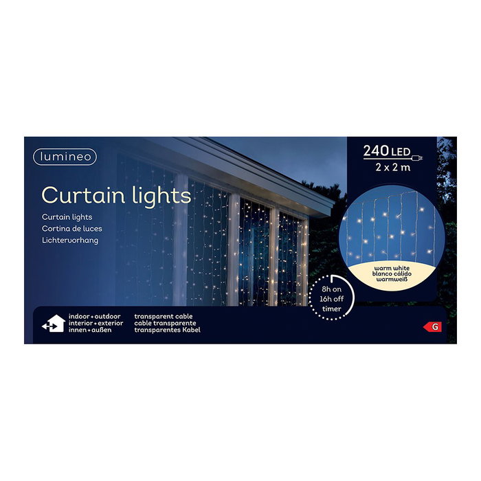 Lumineo Cortina de luces LED multifunción 2 x 2 m, blanco frío Lumineo Cortina de luces LED multifunción 2 x 2 m, blanco frío