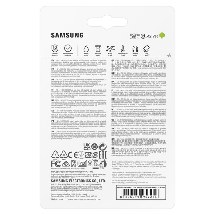 Samsung 512GB PRO Ultimate microSDXC UHS-I Tarjeta de Memoria con Adaptador