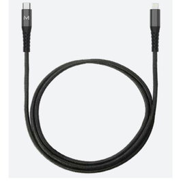 Mobilis Cable USB-C a Lightning 1m Negro para Carga y Sincronización, Cabeza Metálica, Compatible con iPhone iPad