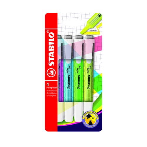 Stabilo Swing Cool Estuche de 4 Rotuladores Fluorescentes Surtidos Stabilo Swing Cool Estuche de 4 Rotuladores Fluorescentes Surtidos