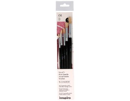 Innspiro Set de 5 pinceles cerda redondos mango corto nº 2, 4, 6, 8, 10