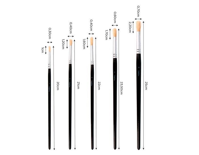 Innspiro Set de 5 pinceles cerda redondos mango corto nº 2, 4, 6, 8, 10 Innspiro Set de 5 pinceles cerda redondos mango corto nº 2, 4, 6, 8, 10