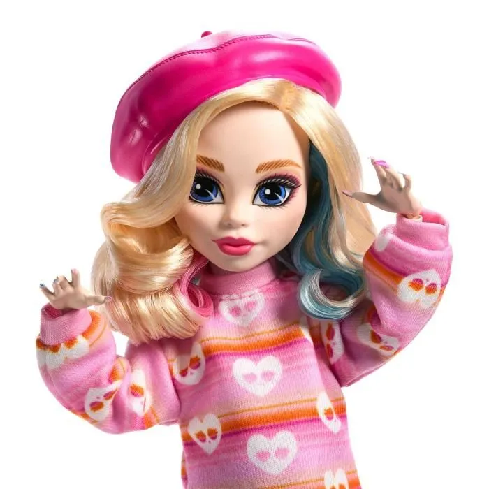 Monster High Muñeca Enid Sinclair con traje rosa y accesorios HXJ05