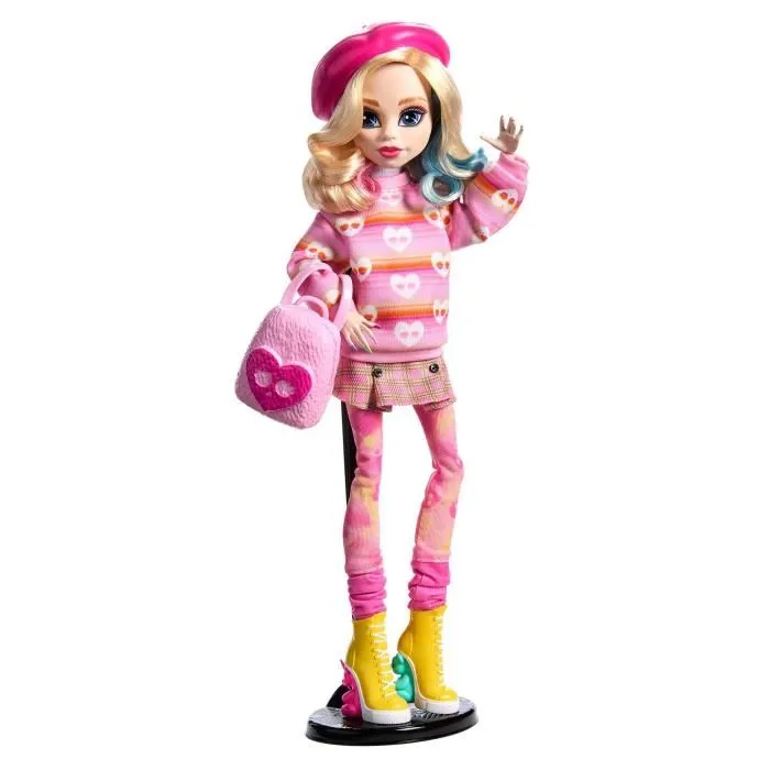 Monster High Muñeca Enid Sinclair con traje rosa y accesorios HXJ05