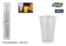 Algon Set-50 Vasos Transparentes 300 cc 7.5 x 10.5 cm (18 Unidades)