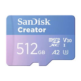 Sandisk Creator MicroSDXC 512GB Clase 10 UHS-I 190MB/s Lectura 130MB/s Escritura Tarjeta Memoria