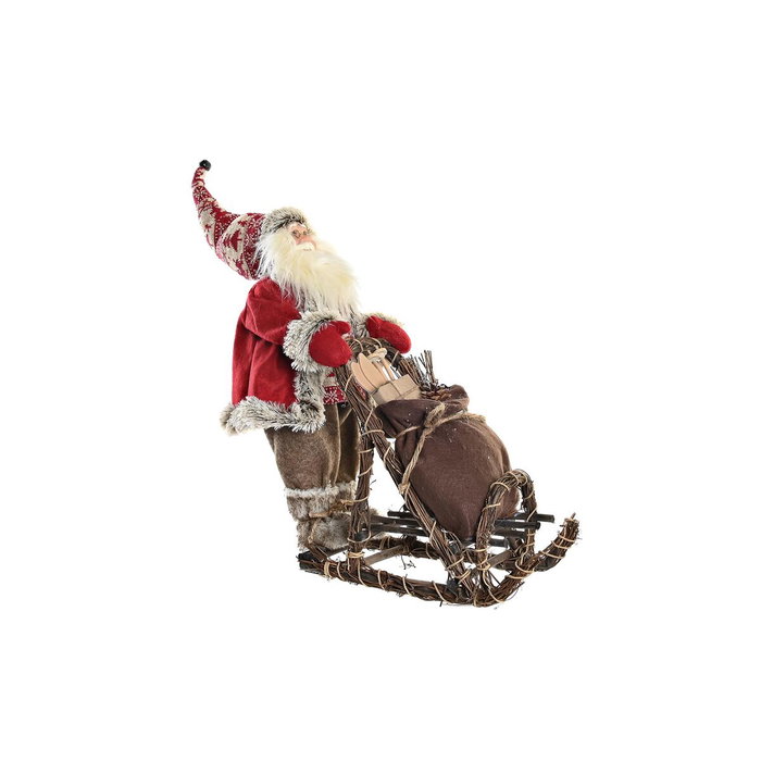 DKD Home Decor Figura de Papá Noel en Trineo Rojo y Gris