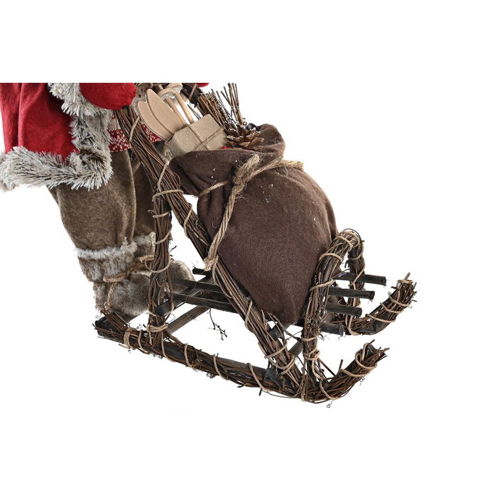 DKD Home Decor Figura de Papá Noel en Trineo Rojo y Gris
