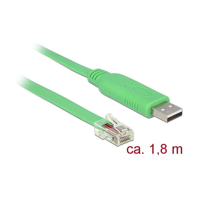 DeLOCK 62960 Adaptador USB 2.0 Typ-A a Serie RS-232 RJ45, 1,8 m Verde DeLOCK 62960 Adaptador USB 2.0 Typ-A a Serie RS-232 RJ45, 1,8 m Verde