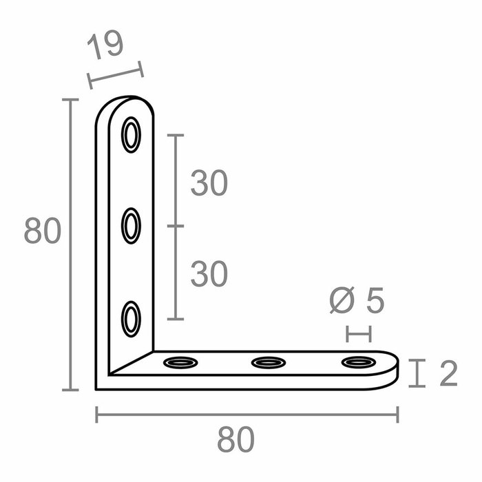 Edm Ángulo de refuerzo modelo AN24, 80 x 80 x 19 mm, 4 unidades Edm Ángulo de refuerzo modelo AN24, 80 x 80 x 19 mm, 4 unidades