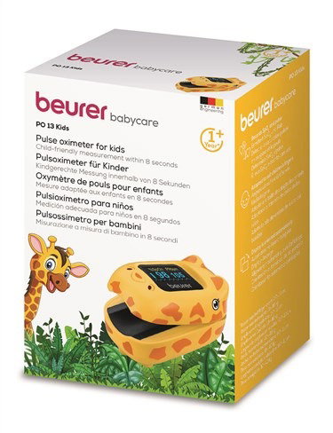 Beurer PO-13 Pulsioxímetro para Niños con Diseño de Jirafa - Mide Oxígeno en Sangre y Frecuencia Cardíaca