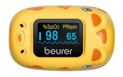 Beurer PO-13 Pulsioxímetro para Niños con Diseño de Jirafa - Mide Oxígeno en Sangre y Frecuencia Cardíaca
