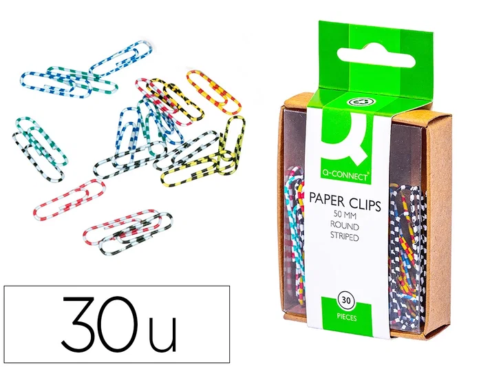 Q-connect Clips de colores rayados 50 mm, colores surtidos Q-connect Clips de colores rayados 50 mm, colores surtidos