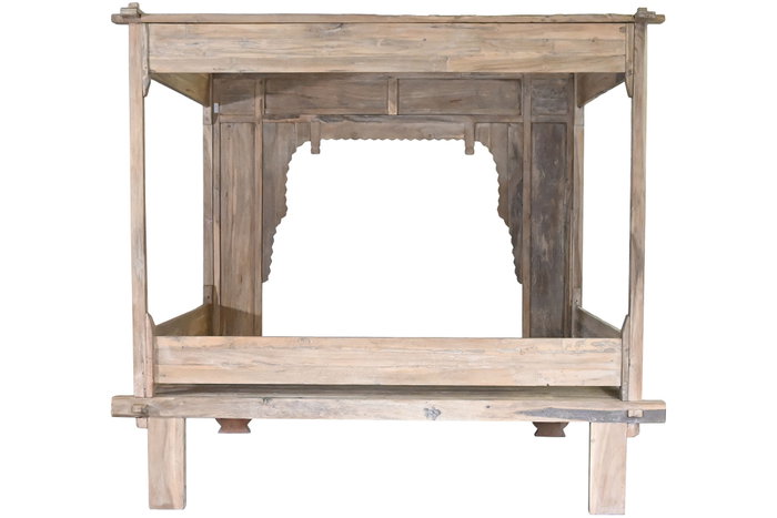DKD Home Decor Indo 1c25 Cama Con Dosel Natural Teca 160 x 206 x 225 cm