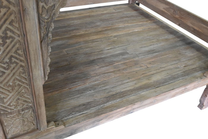 DKD Home Decor Indo 1c25 Cama Con Dosel Natural Teca 160 x 206 x 225 cm