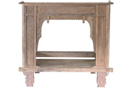 DKD Home Decor Indo 1c25 Cama Con Dosel Natural Teca 160 x 206 x 225 cm