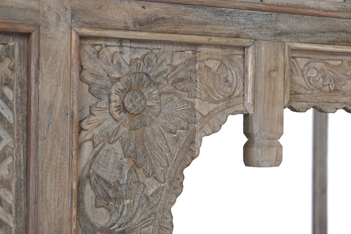 DKD Home Decor Indo 1c25 Cama Con Dosel Natural Teca 160 x 206 x 225 cm