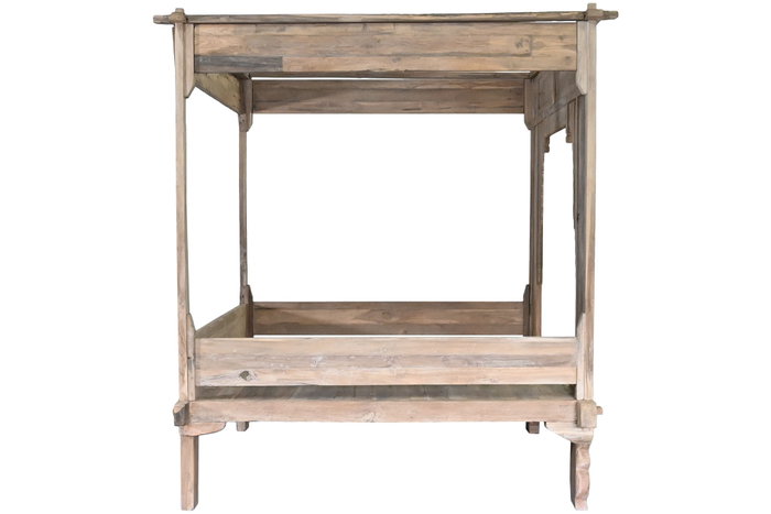 DKD Home Decor Indo 1c25 Cama Con Dosel Natural Teca 160 x 206 x 225 cm