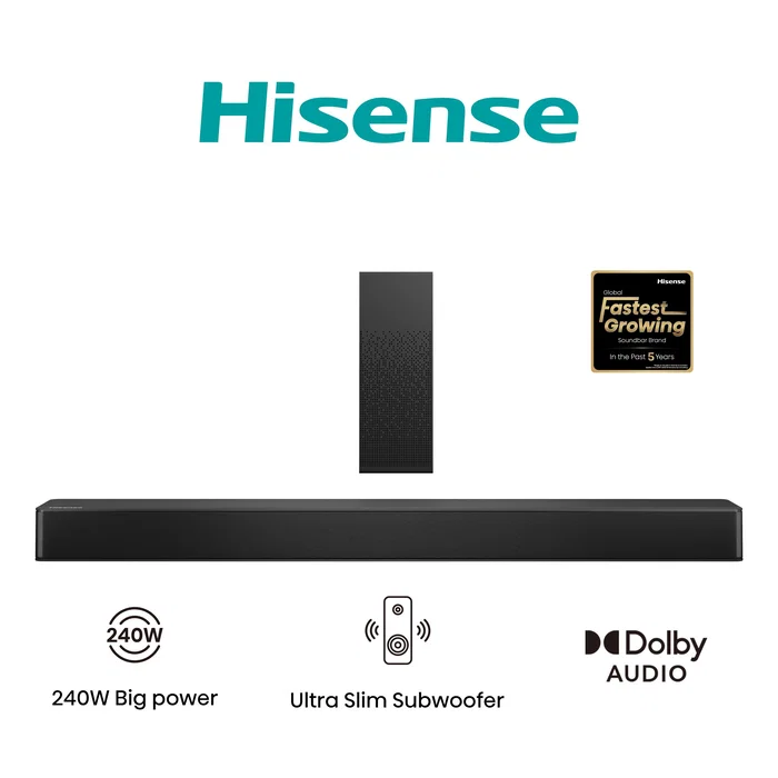 Hisense HS2100 Barra de Sonido 2.1 Canales 240 W Negro Hisense HS2100 Barra de Sonido 2.1 Canales 240 W Negro