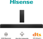 Hisense HS2100 - Barra de Sonido 2.1 Canales 240W con Subwoofer Inalámbrico, DTS Virtual:X y Dolby Digital, Color Negro