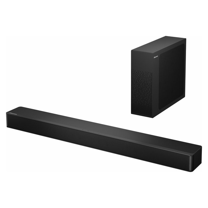 Hisense HS2100 - Barra de sonido 2.1 canales con subwoofer inalámbrico, 240W RMS, DTS Virtual:X, Dolby Digital Plus, Bluetooth 5.3, HDMI ARC, USB, negro