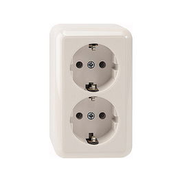 MERTEN MEG2421-8719 Enchufe Doble Schuko Polarweiß, Montaje Superficial, Blanco, 250V, 16A