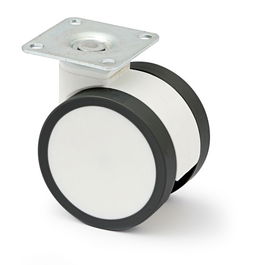 Q&Q Rueda Giratoria D65 H81 Plástico Blanco Negro Sin Freno con Aro Poliuretano Negro