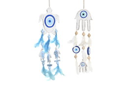 DKD Home Decor Decoración Colgante Albasia Pluma Surtido de 2 Unidades
