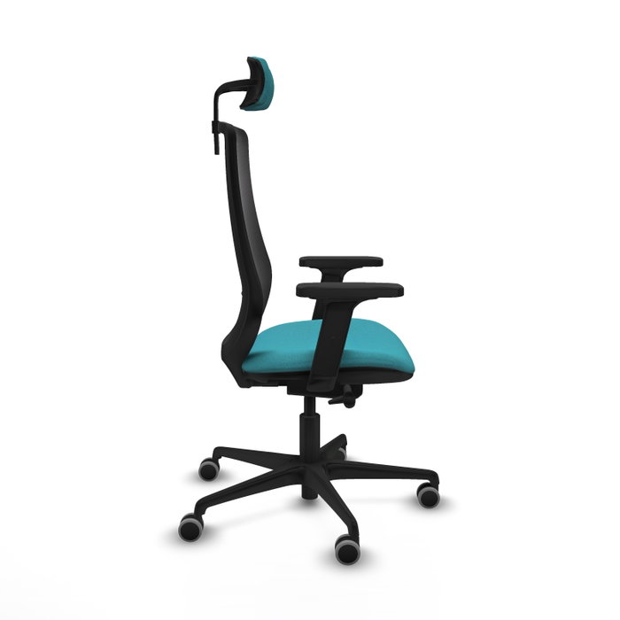 PIQUERAS Y CRESPO Silla de oficina Mardos con mecanismo Sincro/Traslack, Tela Turquesa y Malla Negra PIQUERAS Y CRESPO Silla de oficina Mardos con mecanismo Sincro/Traslack, Tela Turquesa y Malla Negra