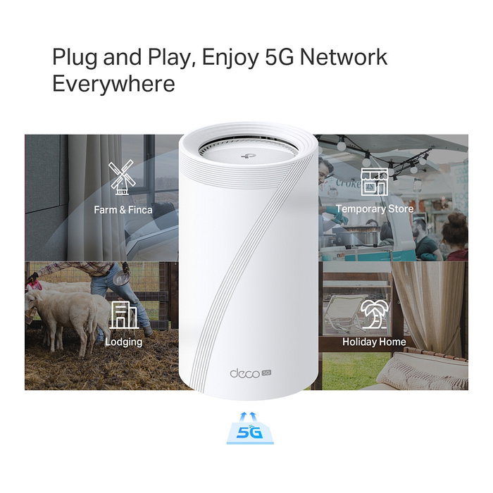 TP-Link Deco BE65-5G(1-pack) Sistema de malla WiFi 7 Whole Home Router Tribanda 2.4/5/6 GHz, Blanco