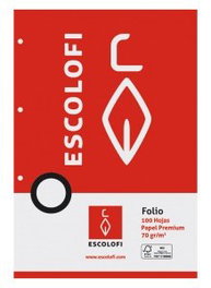 ESCOLOFI Recambio de hojas milimetradas con 4 taladros, 100h 70gr 2x2x16