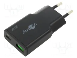 GOOBAY Cargador de red de 20W con USB-A y USB-C PD
