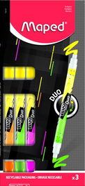 Marcador Fluor Maped Fluo Duo Blister De 3 (Set de 12)