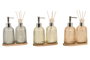 DKD Home Decor Set de 3 Accesorios de Baño de Cristal y Bambú Surtido