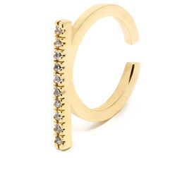 Shabama Anillo Manhattan Gold #Oro Brillante con Circonitas, Línea de 2.3 cm, Ajustable, Talla Única para Mujer