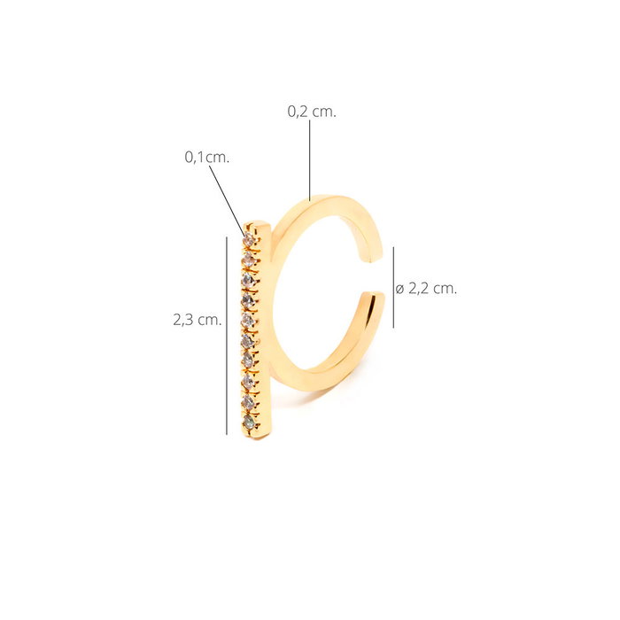 Shabama Anillo Manhattan Gold #Oro Brillante con Circonitas, Línea de 2.3 cm, Ajustable, Talla Única para Mujer