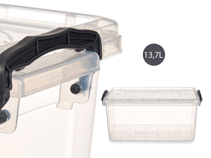 Kipit Caja Plástico Ordenación Transparente 13,7 L 27.5x18x42.5 cm (Set de 12)