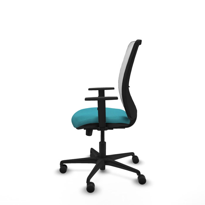 PIQUERAS Y CRESPO Silla de oficina Zulema con mecanismo Sincro/Traslack, Tela Turquesa y Malla Blanca PIQUERAS Y CRESPO Silla de oficina Zulema con mecanismo Sincro/Traslack, Tela Turquesa y Malla Blanca