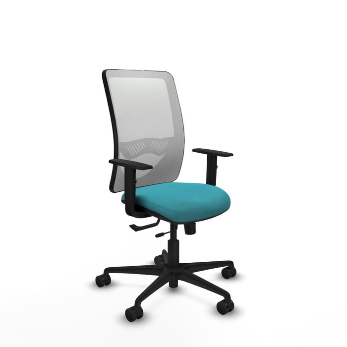PIQUERAS Y CRESPO Silla de oficina Zulema con mecanismo Sincro/Traslack, Tela Turquesa y Malla Blanca PIQUERAS Y CRESPO Silla de oficina Zulema con mecanismo Sincro/Traslack, Tela Turquesa y Malla Blanca