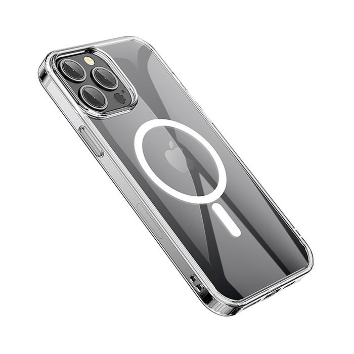 eSTUFF Funda híbrida magnética BERLIN para iPhone 14 Pro Max - Transparente, protección con borde de TPU y trasera rígida, compatible MagSafe