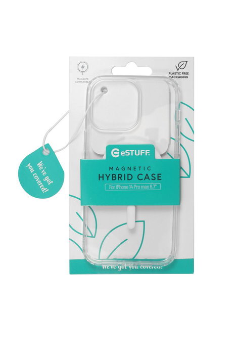 eSTUFF Funda híbrida magnética BERLIN para iPhone 14 Pro Max - Transparente, protección con borde de TPU y trasera rígida, compatible MagSafe
